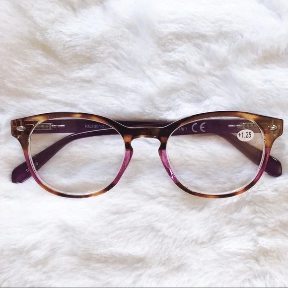 Lexi Purple & Brown Round Rim Reader Glasses - Picture 4 of 11